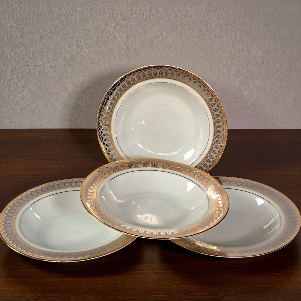 San Marco Royal Gallery Large Rim 9’ Soup Bowls Set of Four
